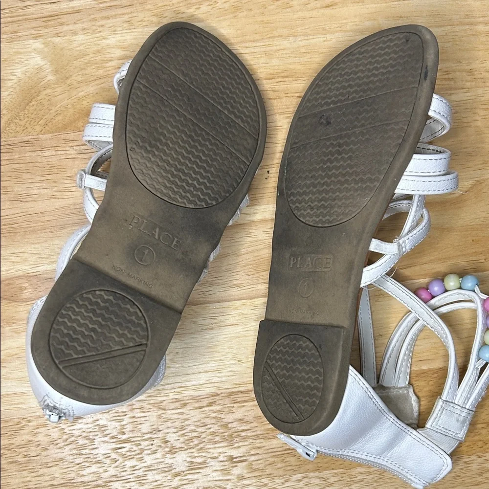 Place White Sandals with Pastel Beads